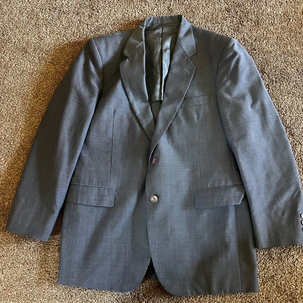 Vintage Sunward Blazer Sport Coat Two Button Collared‎ Jacket Gray Blue